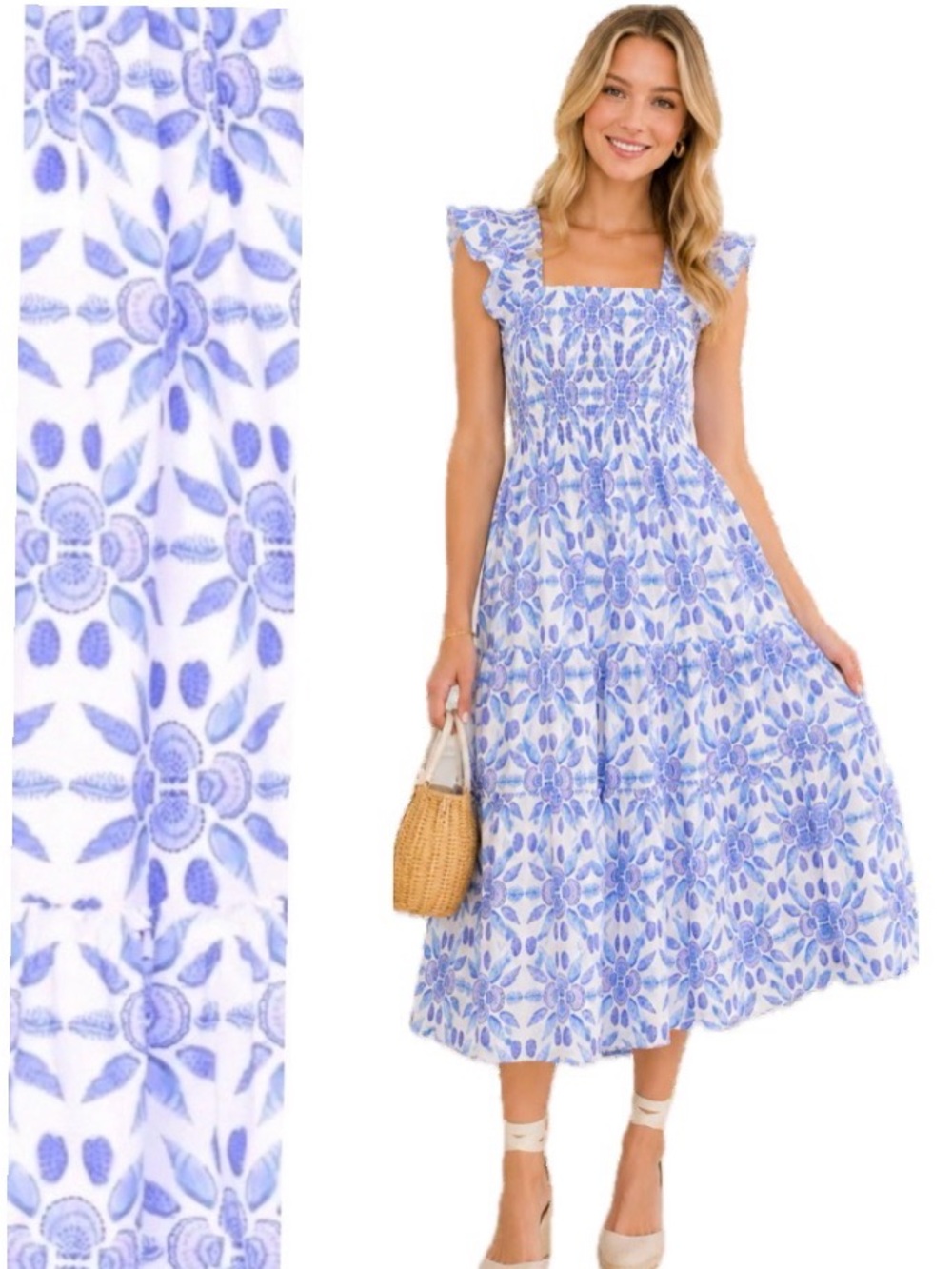 Hill House Home, Louisa Nap Dress Shell Mosaic 100% Cotton, Size M